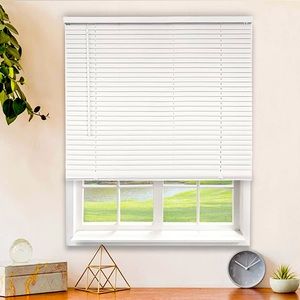 CHICOLOGY Cordless 1-Inch Vinyl Mini Blinds, Gloss White (Room Darkening) 42x60